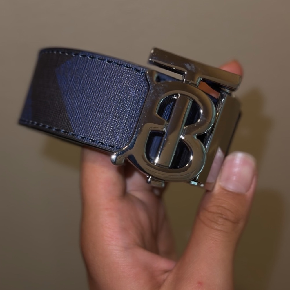 Blue and two black Belts with chrome, gold and matte black